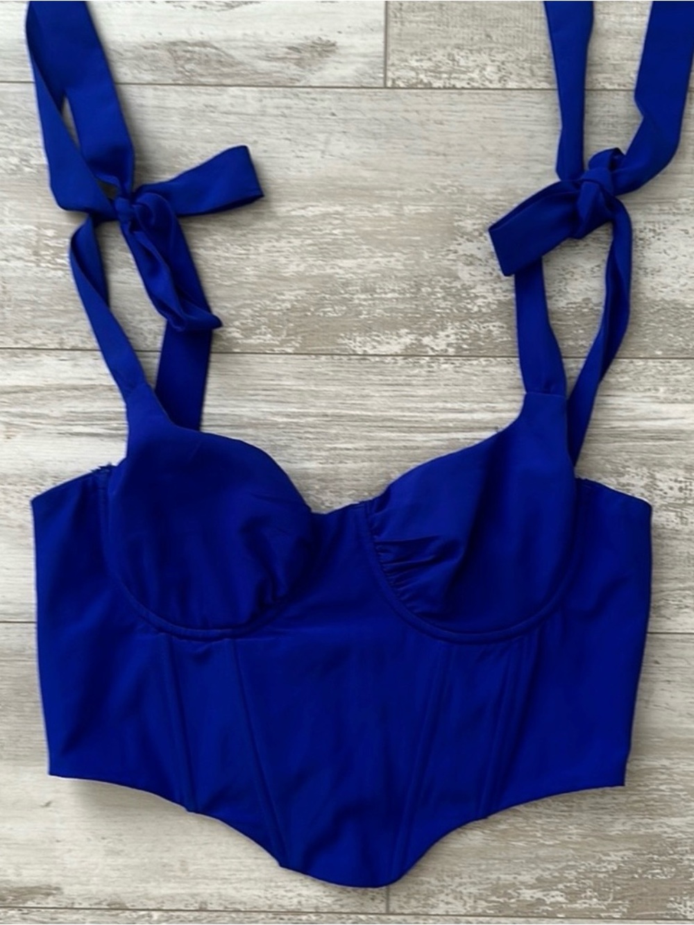 Royal Blue Tie-Strap Bustier Top